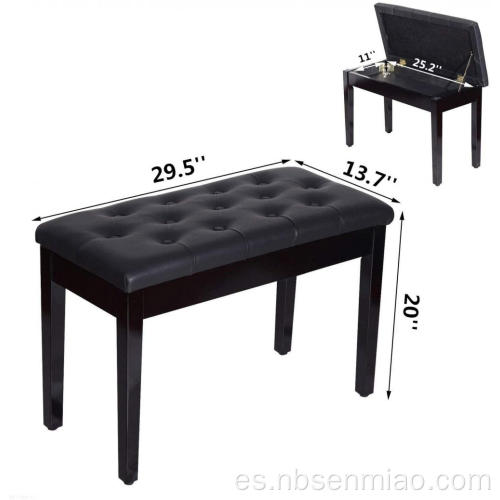 Taburete de piano de cuero sintético Duet de madera de caucho negro